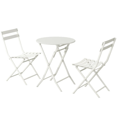 3-Piece Minimalist Patio Bistro Set of Foldable Round Table & Chairs - 3-Piece-Patio-Bistro-Set
