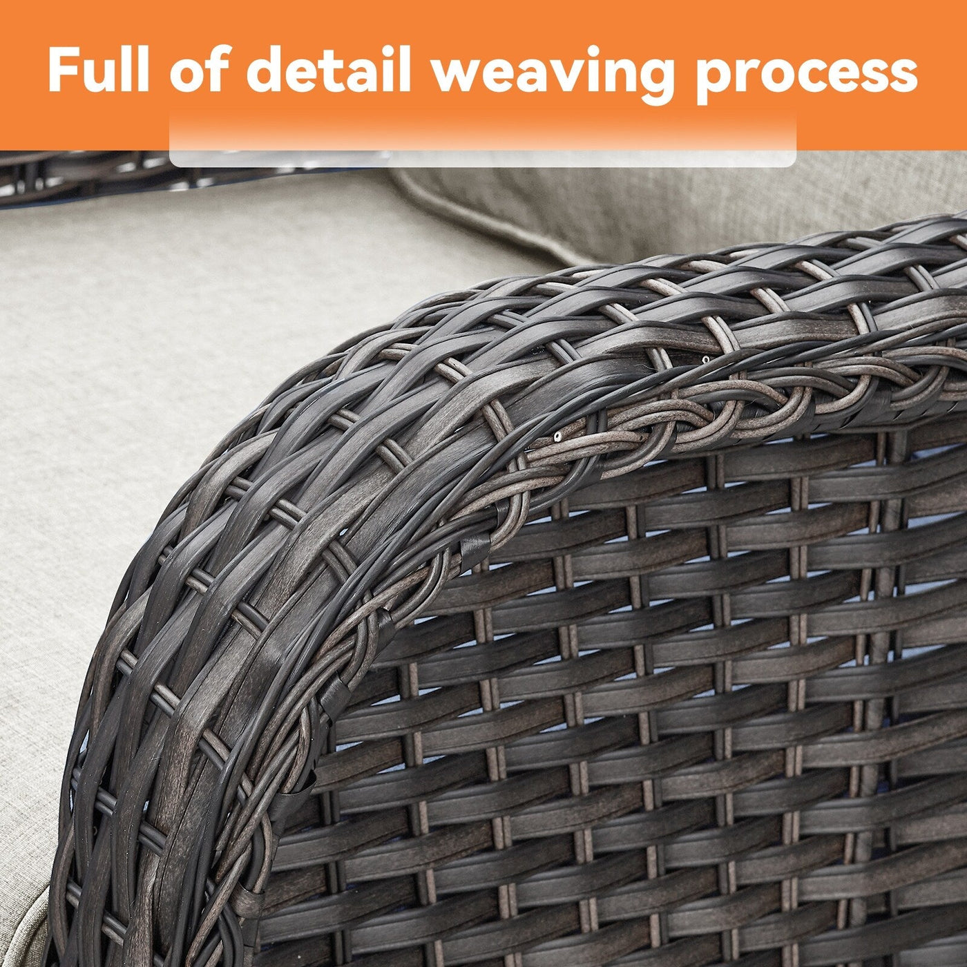 Gymojoy 3 Piece Outdoor Wicker Swivel Rocker with Cushion & Table