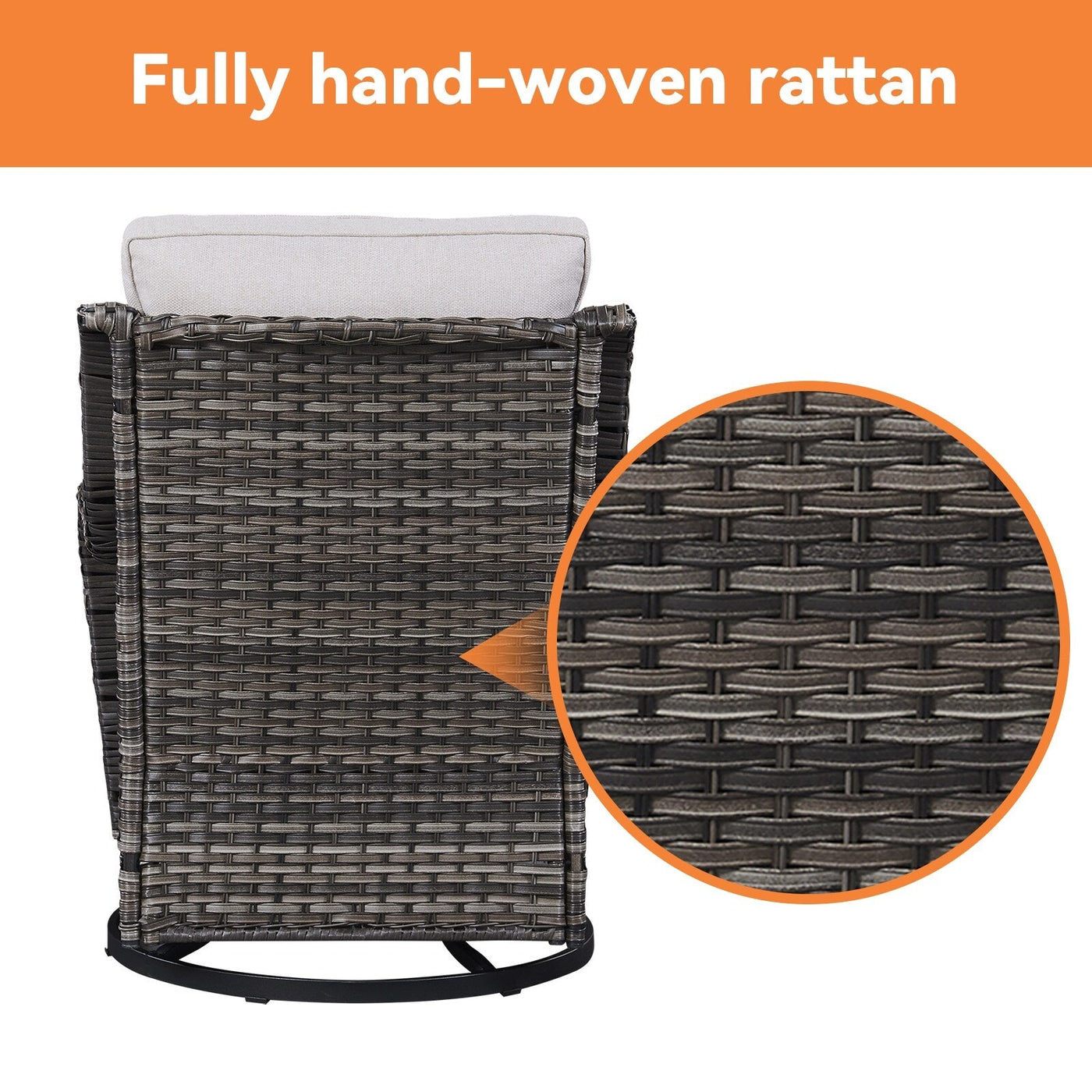 Gymojoy 3 Piece Outdoor Wicker Swivel Rocker with Cushion & Table