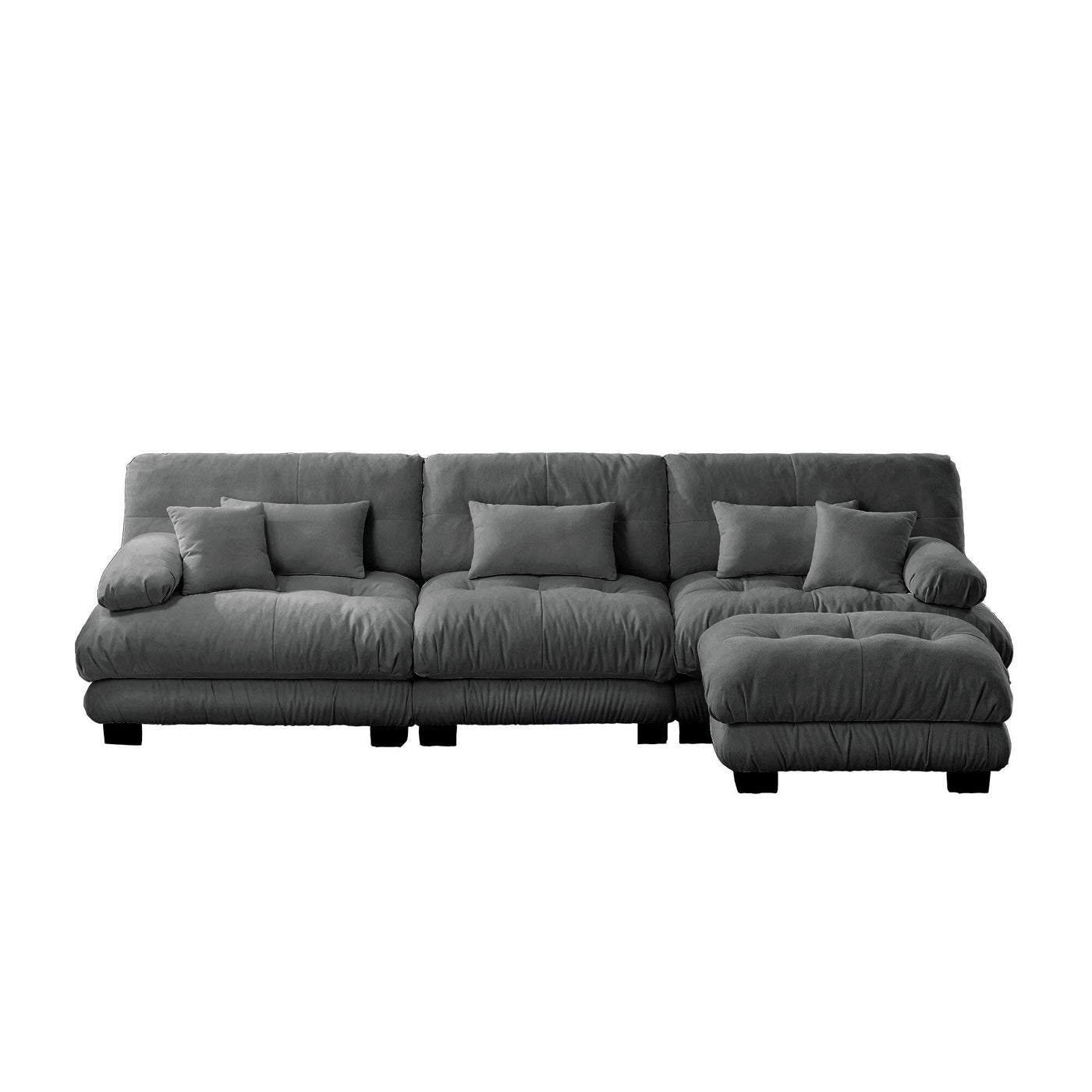 3-Seat Modular Sectional Sofa Deep Seat Couch L Shaped Cloud Couch with Convertible Ottoman for Living Room