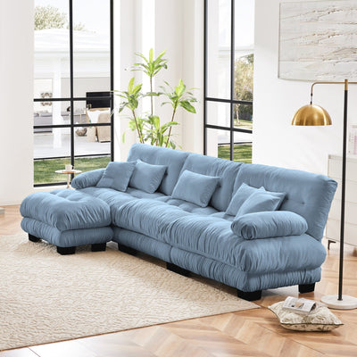 3-Seat Modular Sectional Sofa Deep Seat Couch L Shaped Cloud Couch with Convertible Ottoman for Living Room