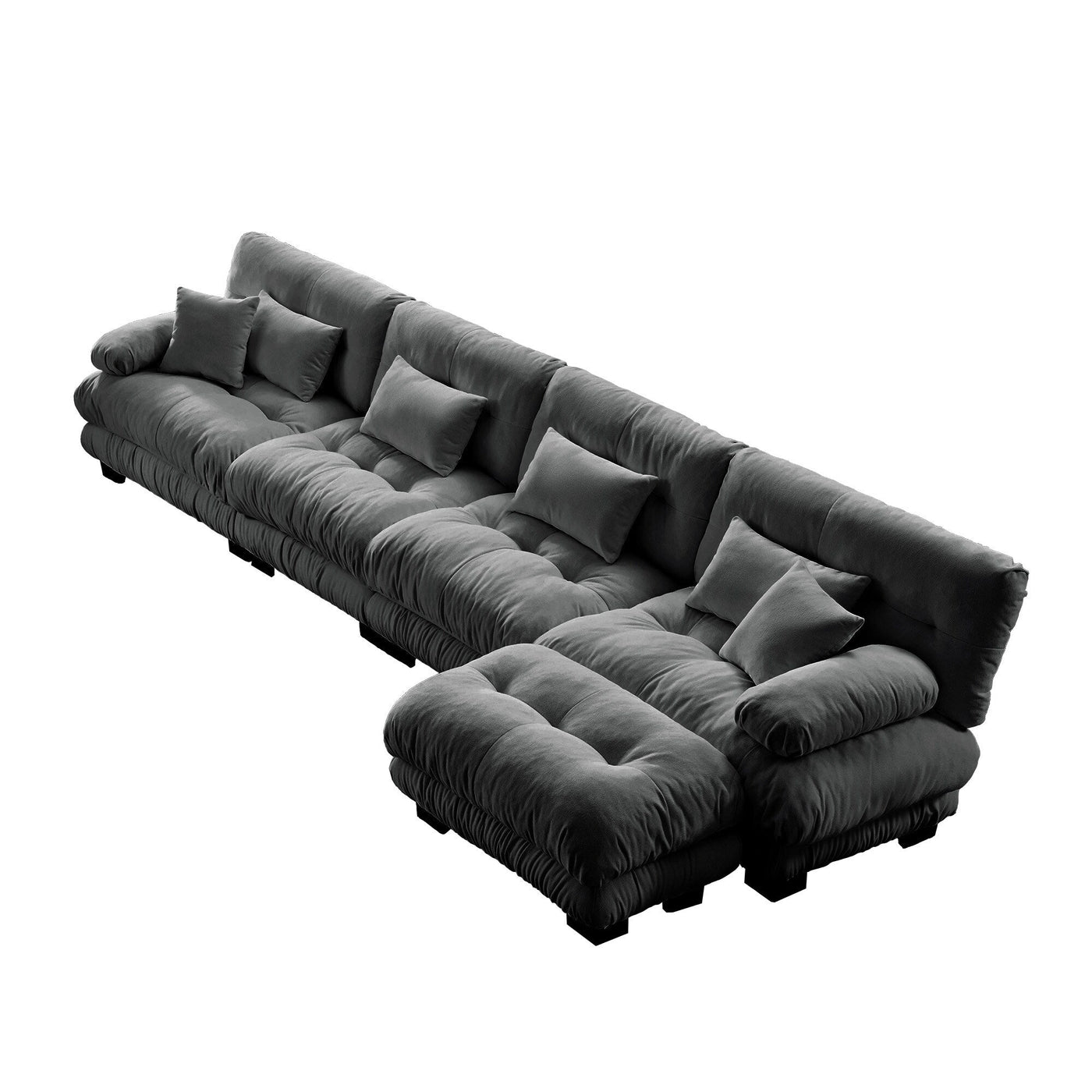 3-Seat Modular Sectional Sofa Deep Seat Couch L Shaped Cloud Couch with Convertible Ottoman for Living Room