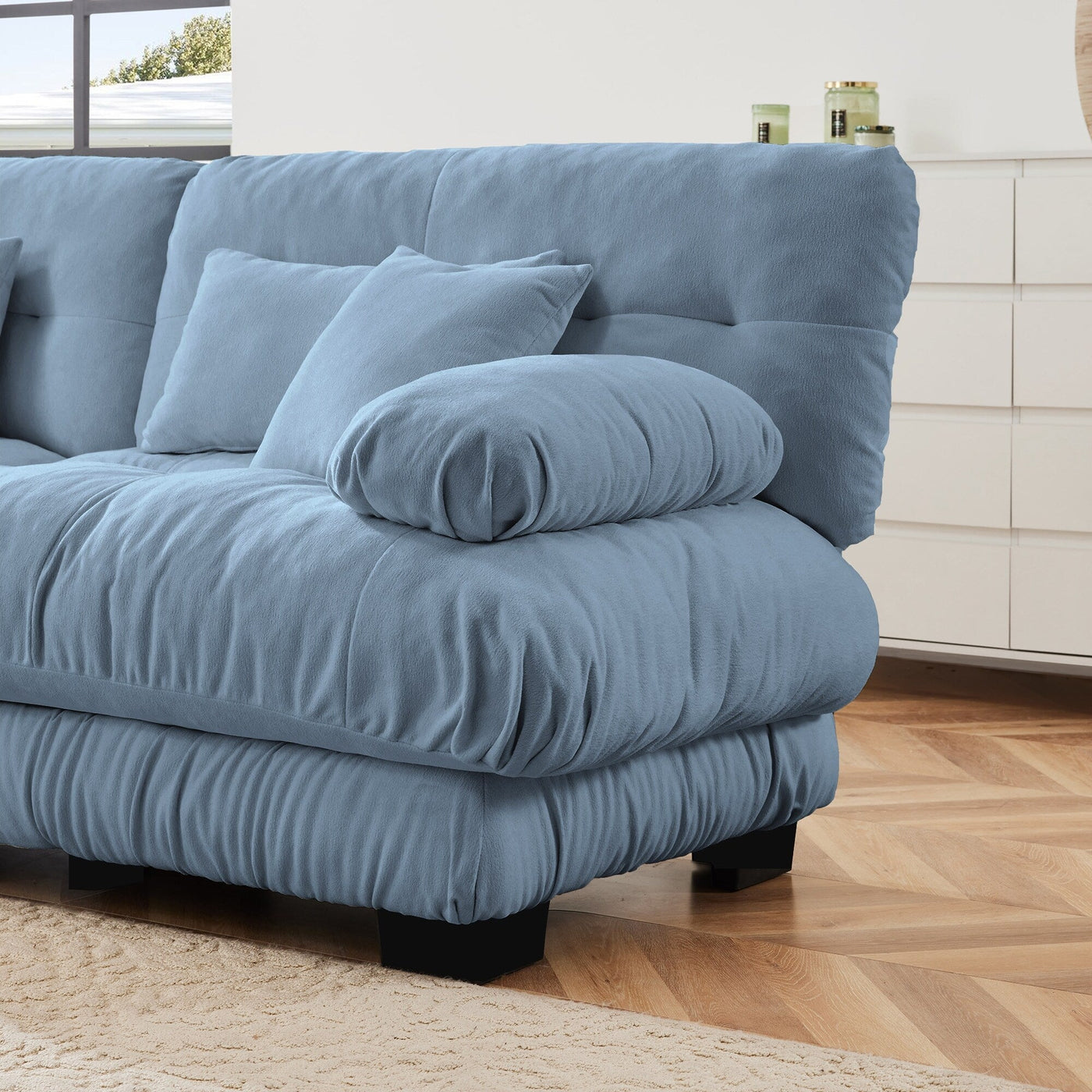 3-Seat Modular Sectional Sofa Deep Seat Couch L Shaped Cloud Couch with Convertible Ottoman for Living Room