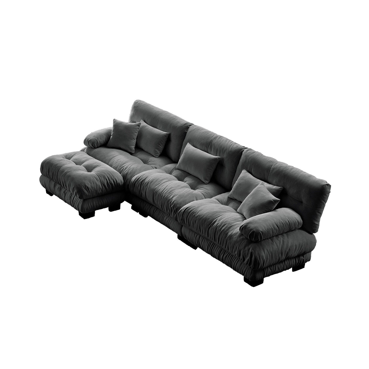 3-Seat Modular Sectional Sofa Deep Seat Couch L Shaped Cloud Couch with Convertible Ottoman for Living Room