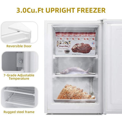3.0 Cu.ft Compact Upright Freezer with Reversible Single Door