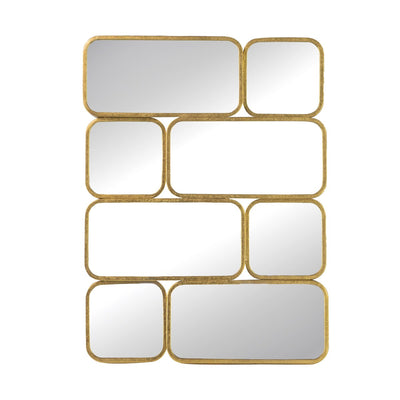 32 Inch Luxury Wall Decor Mirror, 8 Gold Finished Curved Metal Frames