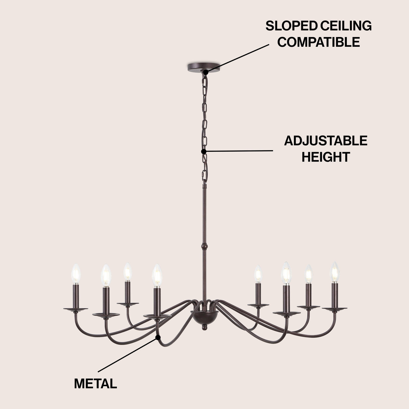 34.75 6-Light Iron LED Chandelier, by JONATHAN Y