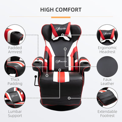 360¡ã Swivel Racing Style Gaming Recliner Chair with Lumbar Support, Footrest and Dual Cup Holders for Game Room