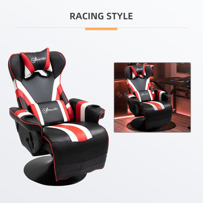 360¡ã Swivel Racing Style Gaming Recliner Chair with Lumbar Support, Footrest and Dual Cup Holders for Game Room