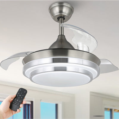 Bella Depot 36 Modern Retractable Ceiling Fan with Led Light, 6-Speed Reversible Blades with Remote