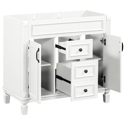 36'' Modern Bathroom Vanity with Top Sink and Mirror Cabinet,2 Doors and 2 Drawers