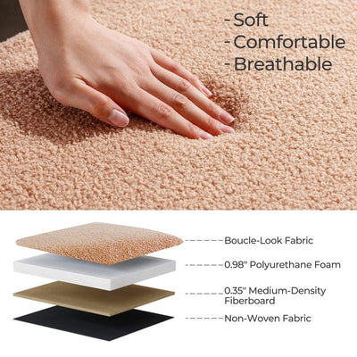 39.5 Off White Boucle Storage Ottoman Bench Sherpa Storage Bench Ottoman Foot Rest End of Bed for Living Room Bedroom,Wood Leg