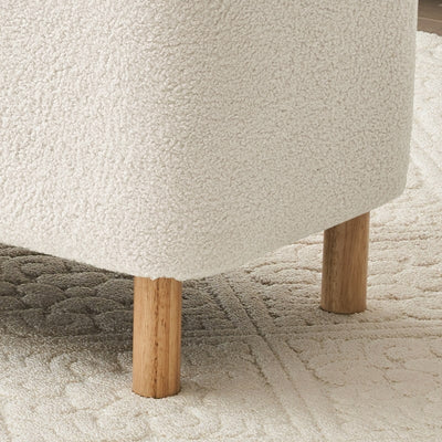 39.5 Off White Boucle Storage Ottoman Bench Sherpa Storage Bench Ottoman Foot Rest End of Bed for Living Room Bedroom,Wood Leg
