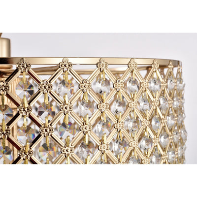 Round Beaded Drum Chandelier with Hanging Crystals