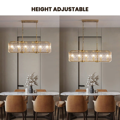 40 in. Linear Modern Crystal Chandeliers 16-Light Brass Gold Rectangular Chandelier for Dining Living Room Kitchen Island