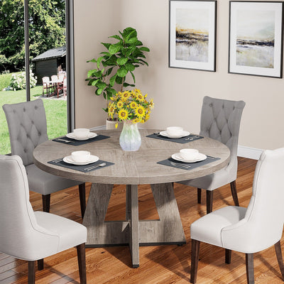 47 Round Dining Table for 4, Farmhouse Kitchen Table Small Dinner Table Wood Kitchen Table for Dining Room Living Room