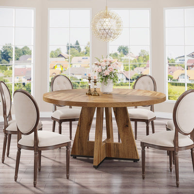 47 Round Dining Table for 4, Farmhouse Kitchen Table Small Dinner Table Wood Kitchen Table for Dining Room Living Room