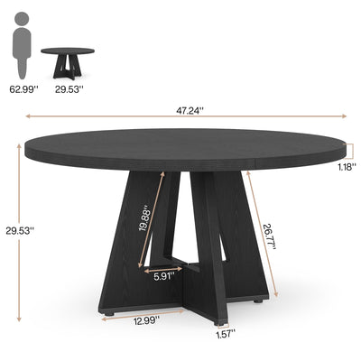 47 Round Dining Table for 4, Farmhouse Kitchen Table Small Dinner Table Wood Kitchen Table for Dining Room Living Room