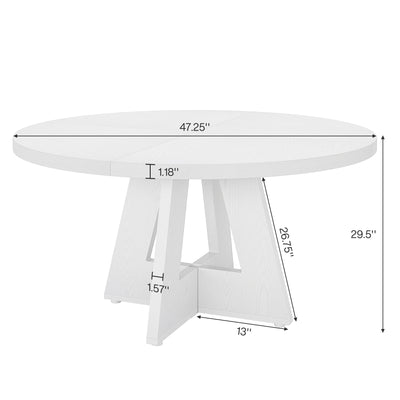 47 Round Dining Table for 4, Farmhouse Kitchen Table Small Dinner Table Wood Kitchen Table for Dining Room Living Room