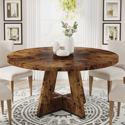 47 Round Dining Table for 4, Farmhouse Kitchen Table Small Dinner Table Wood Kitchen Table for Dining Room Living Room