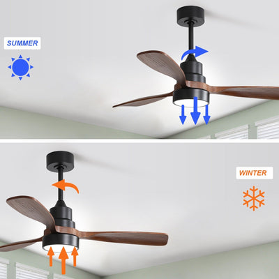 48 and 52 Integrated LED Ceiling Fan with Light and Remote, Reversible DC Motor