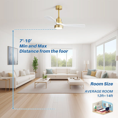 48 and 52 Integrated LED Ceiling Fan with Light and Remote, Reversible DC Motor