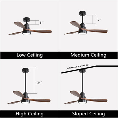 48 and 52 Integrated LED Ceiling Fan with Light and Remote, Reversible DC Motor