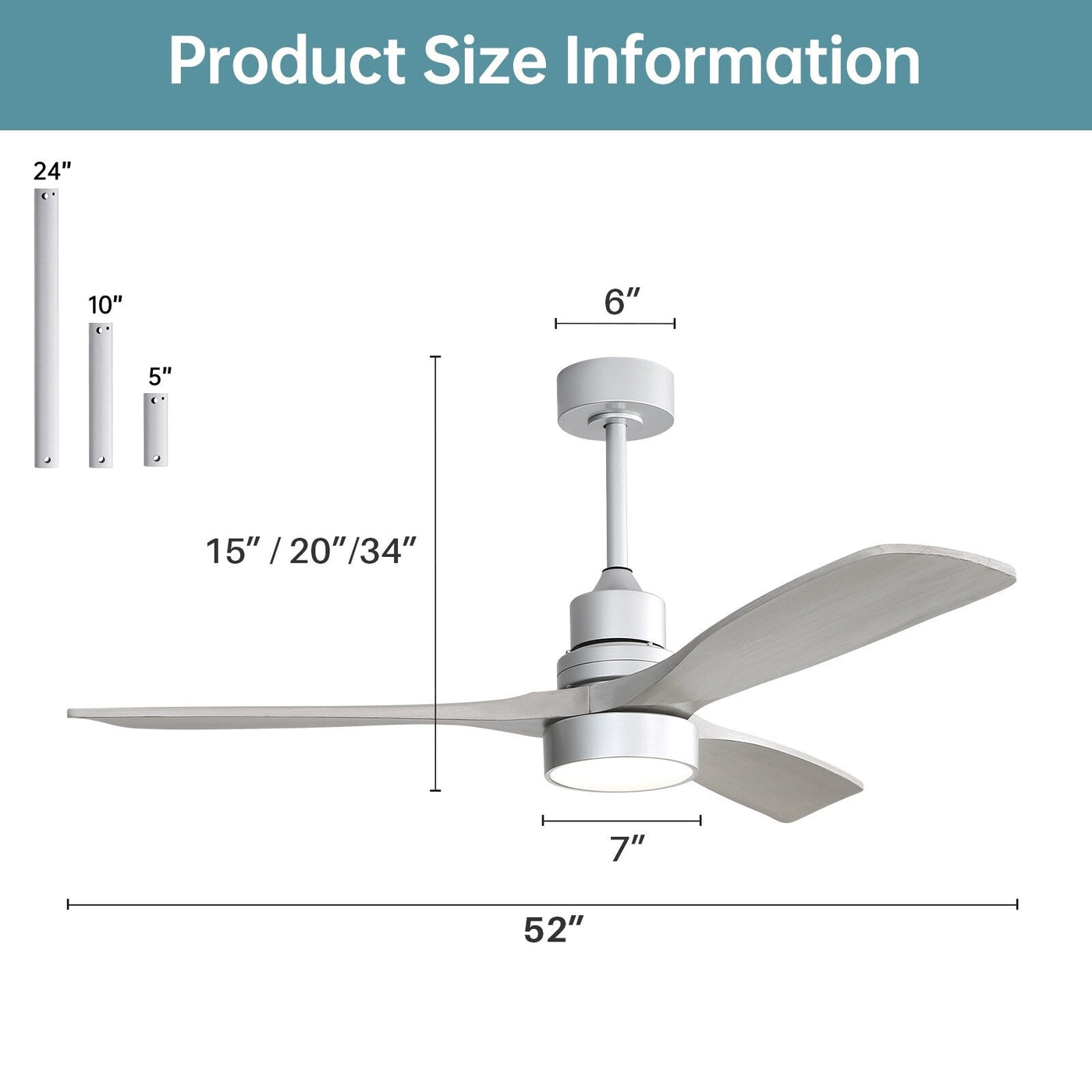 48 and 52 Integrated LED Ceiling Fan with Light and Remote, Reversible DC Motor