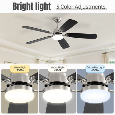 48 and 52 Integrated LED Ceiling Fan with Light and Remote, Reversible DC Motor