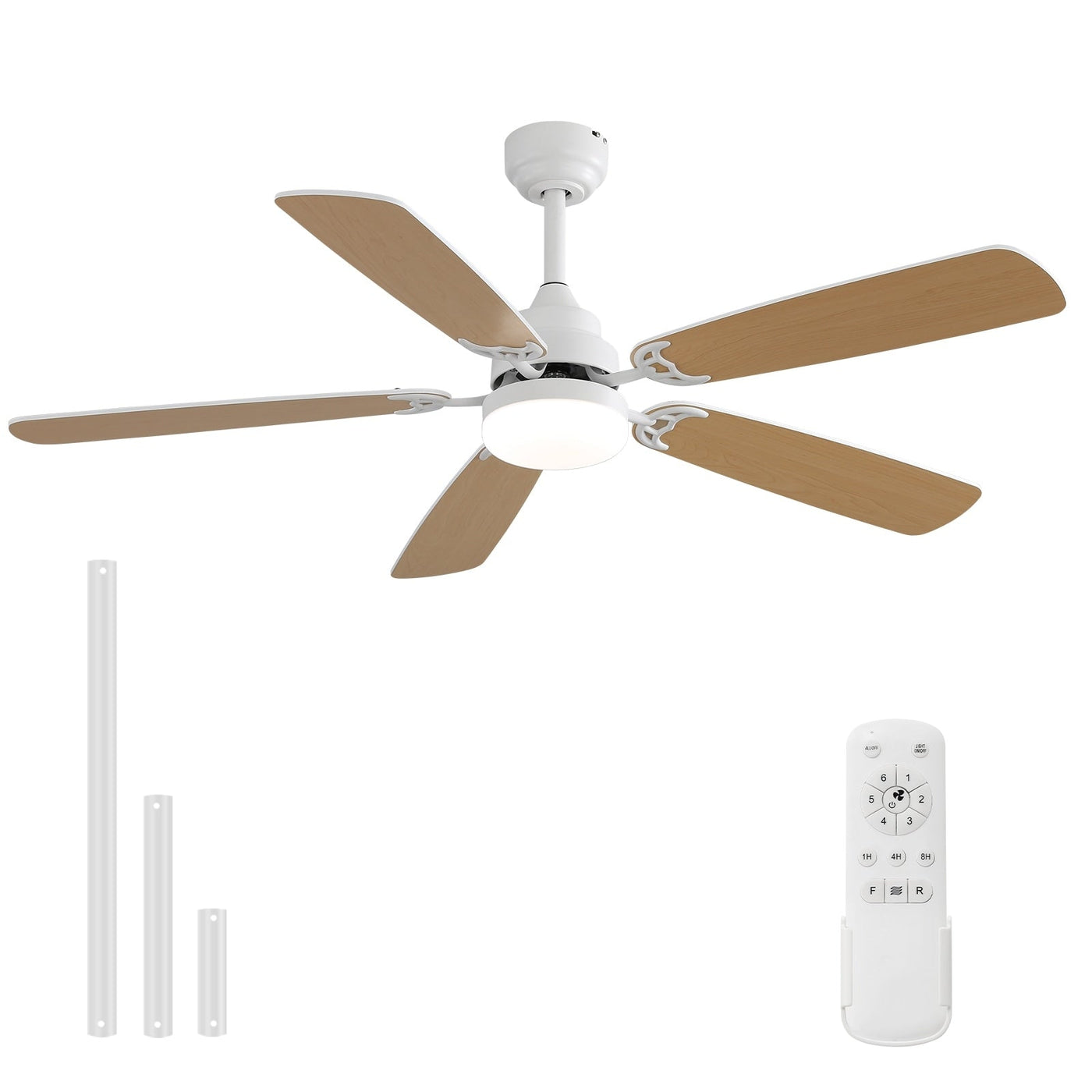 48 and 52 Integrated LED Ceiling Fan with Light and Remote, Reversible DC Motor