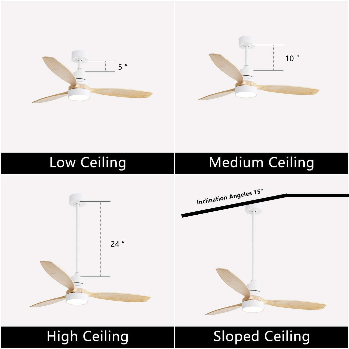 48 and 52 Integrated LED Ceiling Fan with Light and Remote, Reversible DC Motor