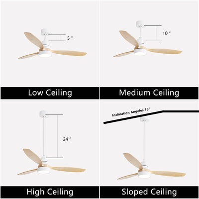 48 and 52 Integrated LED Ceiling Fan with Light and Remote, Reversible DC Motor
