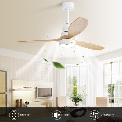 48 and 52 Integrated LED Ceiling Fan with Light and Remote, Reversible DC Motor