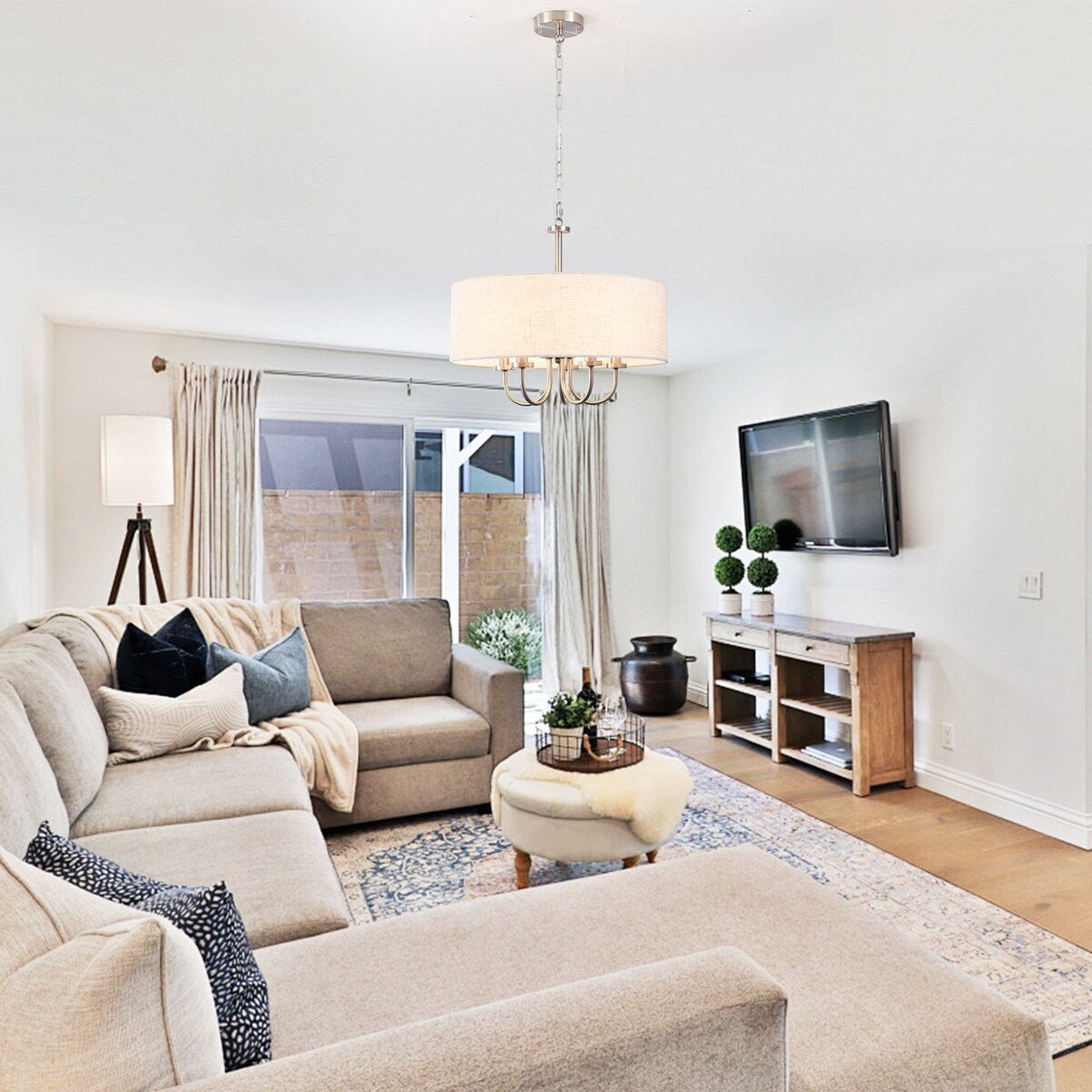 5-Light Modern Semi Flush Mount Ceiling Light for Dining Room Bedrooms Living Room - N/A