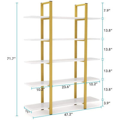 5-Tier Bookshelf, Vintage Industrial Style Bookcase