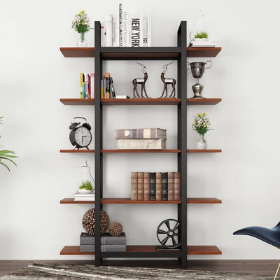 5-Tier Bookshelf, Vintage Industrial Style Bookcase