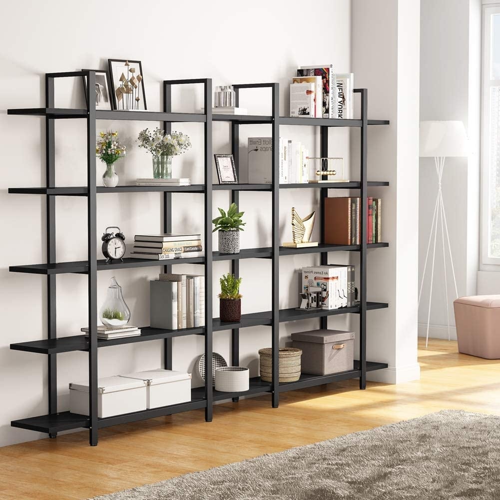 5-Tier Bookshelf, Vintage Industrial Style Bookcase