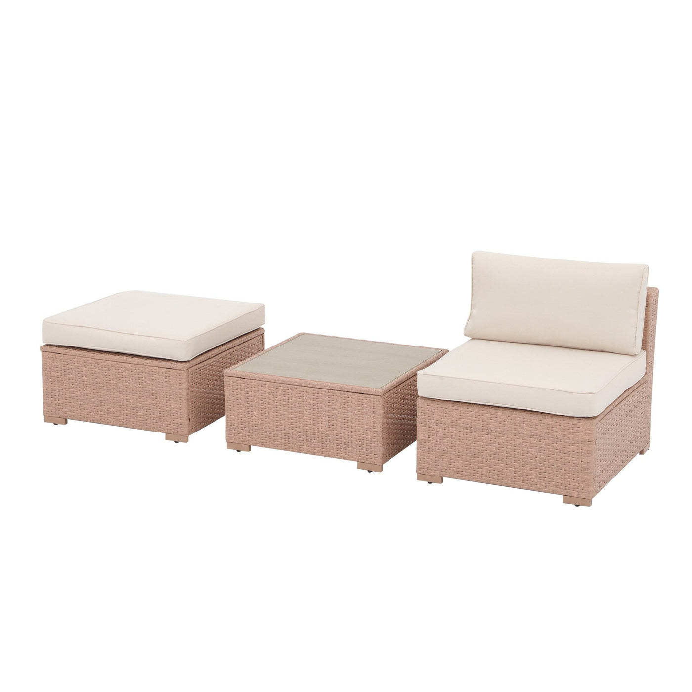 5-piece Outdoor Wicker Sectional Sofa Set with Cushions