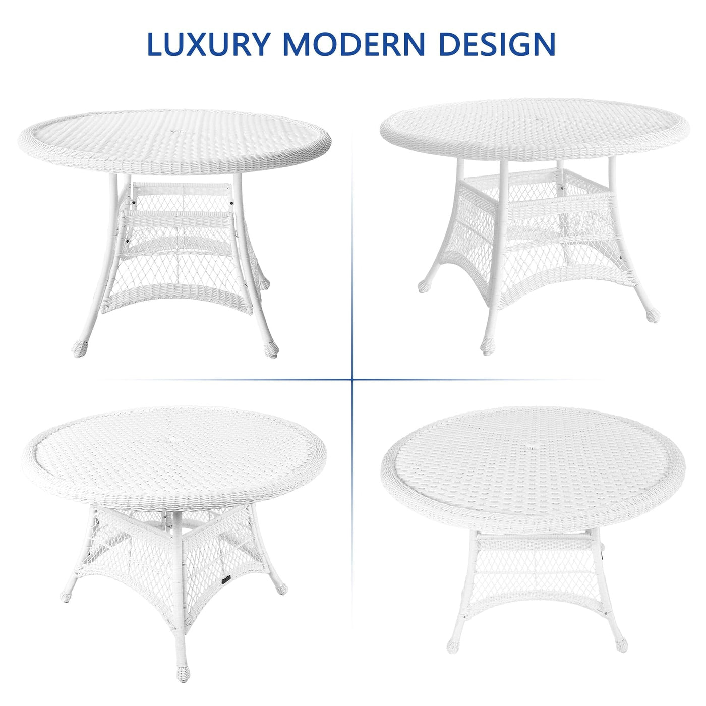 5-piece White Resin Wicker Dining Set