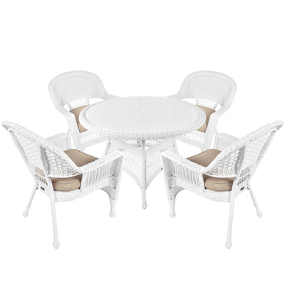 5-piece White Resin Wicker Dining Set