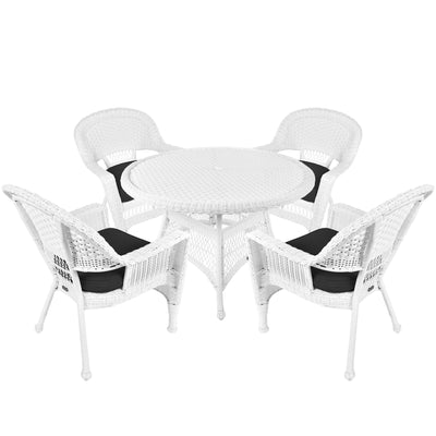 5-piece White Resin Wicker Dining Set