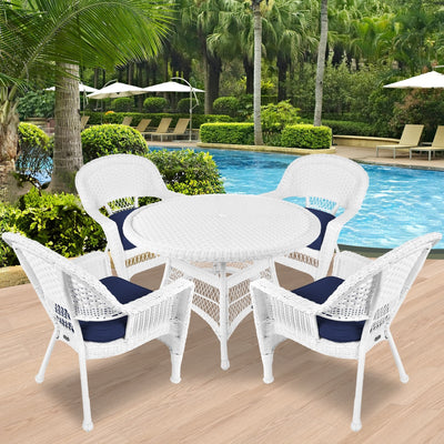 5-piece White Resin Wicker Dining Set