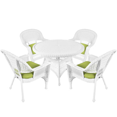 5-piece White Resin Wicker Dining Set