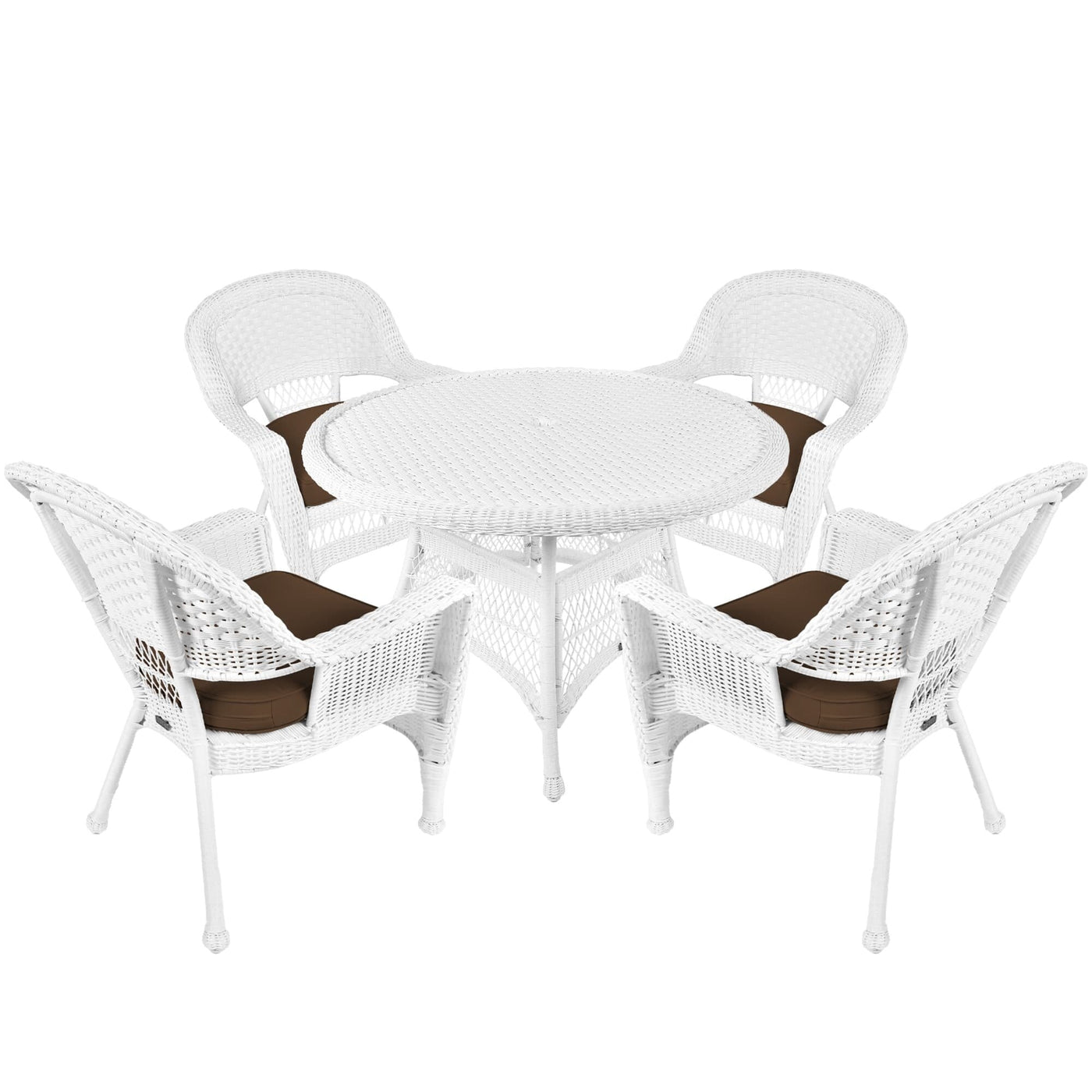 5-piece White Resin Wicker Dining Set