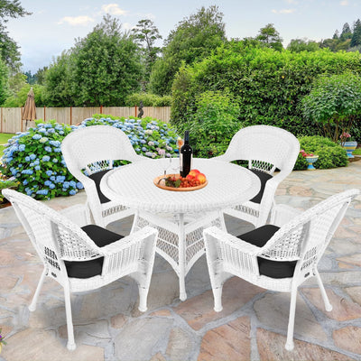 5-piece White Resin Wicker Dining Set