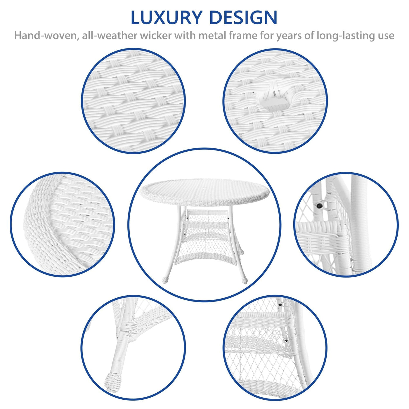 5-piece White Resin Wicker Dining Set