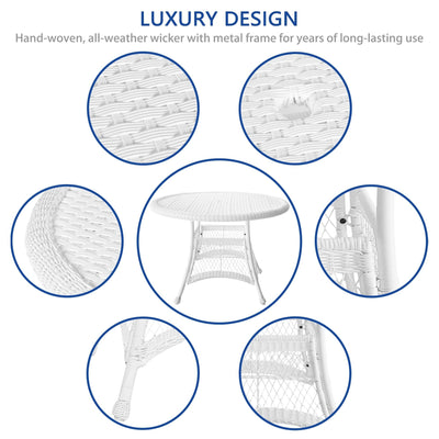 5-piece White Resin Wicker Dining Set