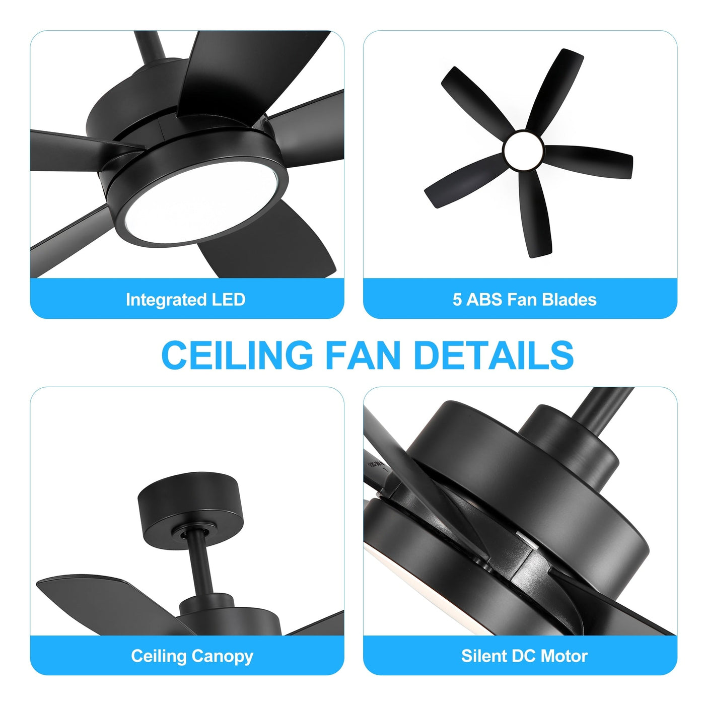 Breezary 65/52/42 5-Blade LED Ceiling Fan with Light Kit and Remote