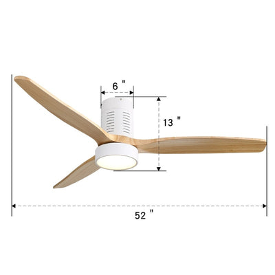 52 Inch Farmhouse Style Flush Mount Ceiling Fan with Light and Remote Control, Reversible DC Motor