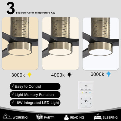 52 Inch Farmhouse Style Flush Mount Ceiling Fan with Light and Remote Control, Reversible DC Motor